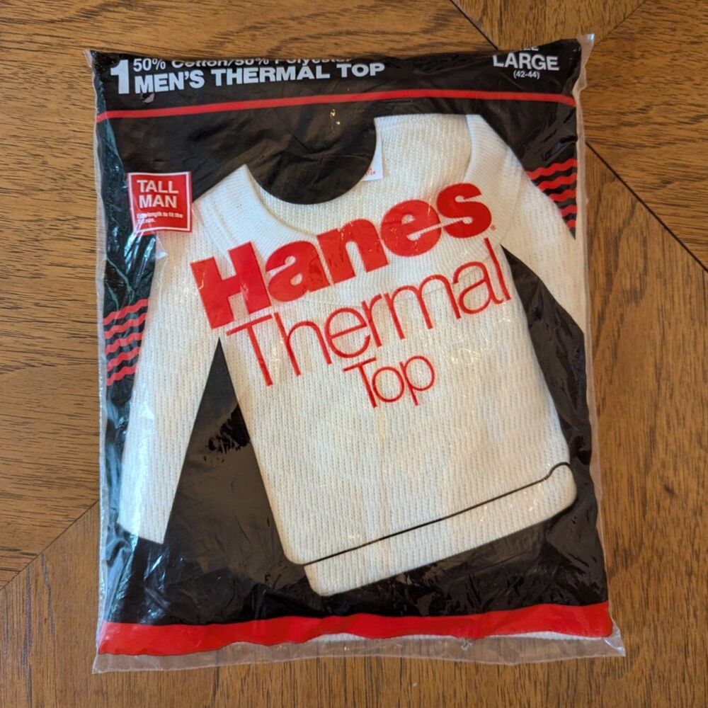 Vintage Men's Hanes Thermal Top Size Large - New in Packaging